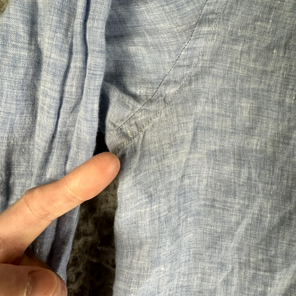 Reiss Shirt Men's XL Blue Button Up 100% Linen Regular Fit Casual Long Sleeve - Picture 5 of 13